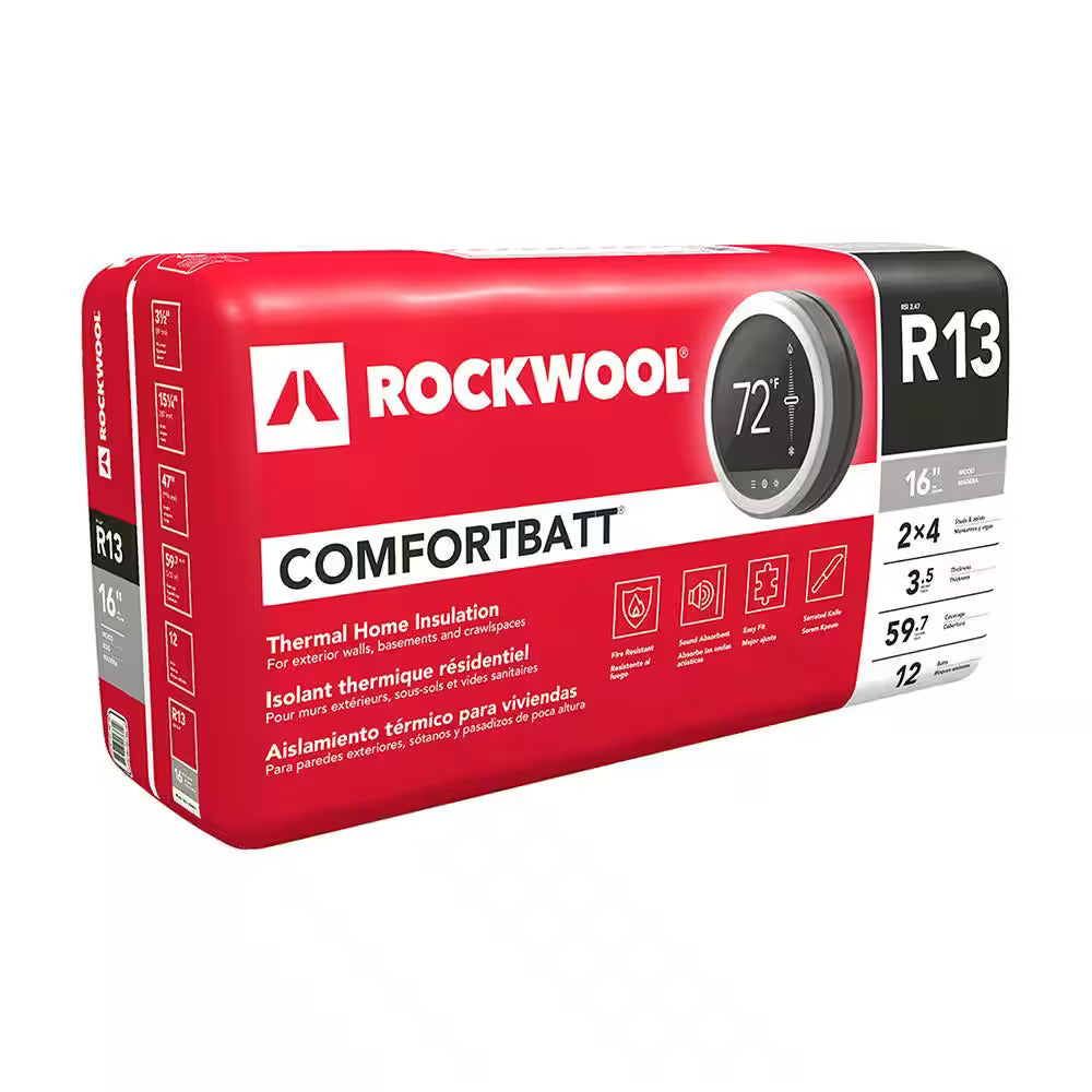 Rockwool ComfortBatt (R13 - 3.5" x 15.25") [59.73 sqft/bag]