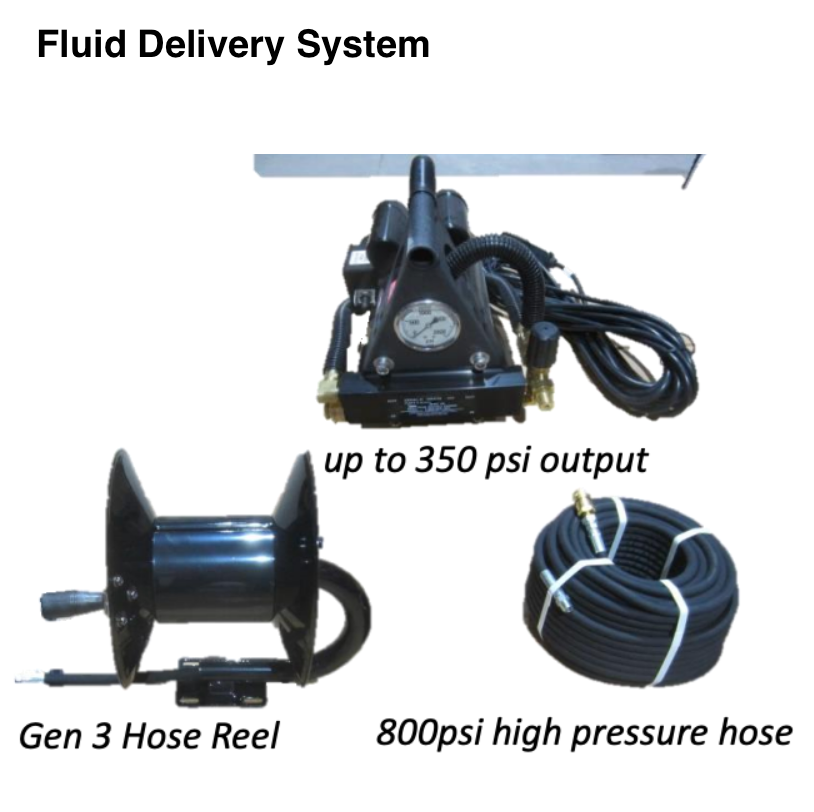 Intec's Fluid Delivery System 350psi - Assembly with high pressure hose and reel